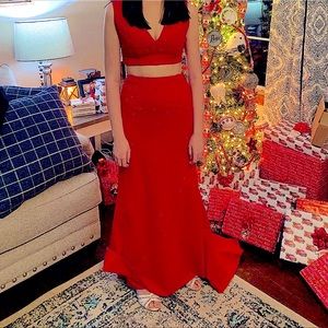 Sherri Hill Red 2 Piece Prom Dress